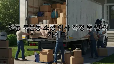 안동 북문동 소형 이사, 걱정 뚝! 완벽 가이드